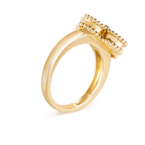 Nhẫn Van Cleef & Arpels Vintage Alhambra Xà Cừ Kim Cương Vàng Vàng 18K