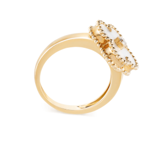 Nhẫn Van Cleef & Arpels Vintage Alhambra Xà Cừ Kim Cương Vàng Vàng 18K