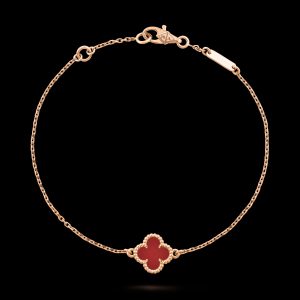 Vòng Tay Van Cleef & Arpels Sweet Albraham Đá Mã Não Đỏ Vàng Hồng 17.5cm