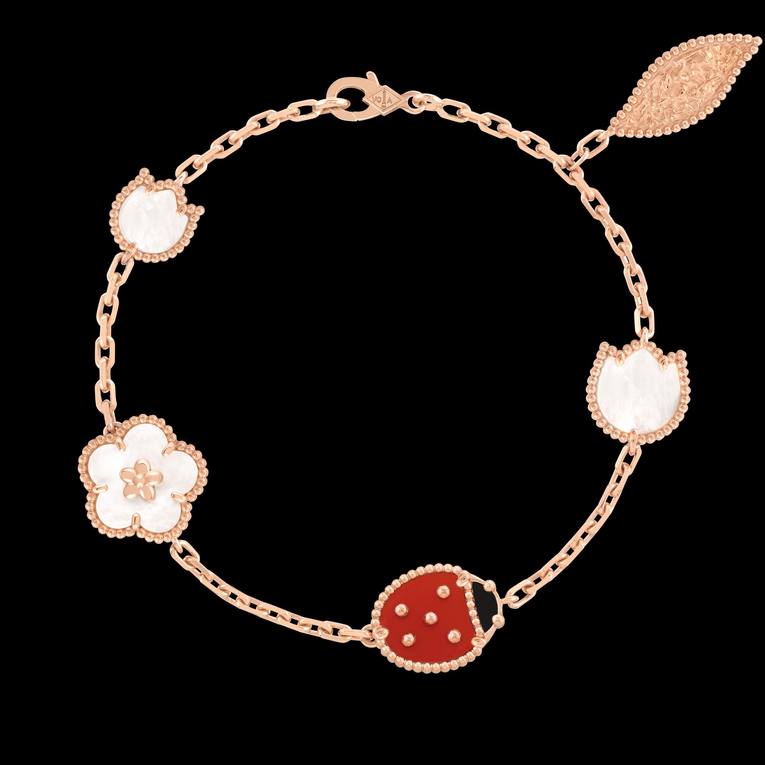 Vòng Tay Van Cleef & Arpels Lucky Spring 5 Họa Tiết Vàng Hồng 18K (1) Vòng Tay Van Cleef & Arpels Lucky Spring 5 Họa Tiết Vàng Hồng 18K