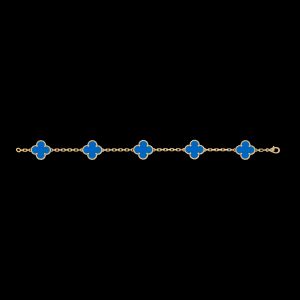 Vòng Tay Van Cleef & Arpels Abraham Vintage Đá Mã Não Xanh Dương 19cm (1)