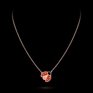 Dây Chuyền Van Cleef & Arpels Lucky Spring Bọ Rùa Cánh Mở Vàng Hồng 18K 42cm