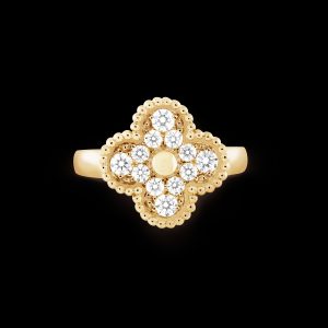 Nhan Van Cleef Arpels Alhambra Vintage Vang Vang Kim Cuong Tu Nhien 12 Vien 1