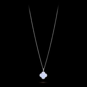 Vòng Cổ Van Cleef & Arpels Alhambra Magic Vàng Trắng Đá Mã Não Dài 90cm (2)