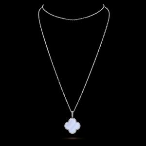 Vòng Cổ Van Cleef & Arpels Alhambra Magic Vàng Trắng Đá Mã Não Dài 90cm (2)
