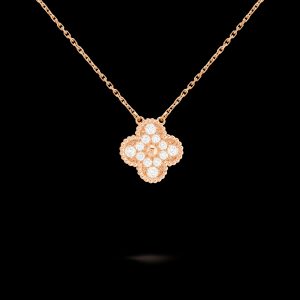 Vòng Cổ Van Cleef & Arpels Alhambra Vàng Hồng Kim Cương Tự Nhiên 42cm (5)