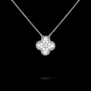 Vòng Cổ Van Cleef & Arpels Alhambra Vàng Trắng Kim Cương Tự Nhiên (3)