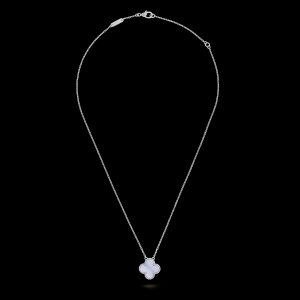 Vòng Cổ Van Cleef & Arpels Alhambra Vàng Trắng Mạ Rhodium Đá Mã Não 19cm