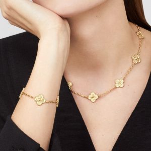 Vòng Tay Van Cleef & Arpels Vintage Alhambra 5 Họa Tiết Vàng Vàng Chế Tác