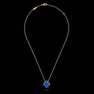 Vòng Cổ Van Cleef & Arpels Chế Tác Vàng Vàng 18K Đá Mã Não Xanh Dương 42cm (4)