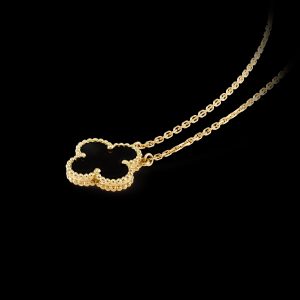 Vòng Cổ Van Cleef & Arpels Đá Onyx Đen Chế Tác Vàng Vàng 18K Hong Kong 42cm (2)