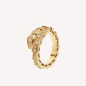 Nhẫn Bvlgari Serpenti Viper Rắn Vàng Vàng 18K Full Kim Cương Tự Nhiên Chế Tác