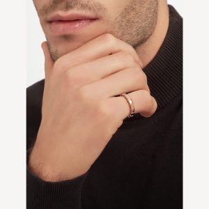 Nhẫn Cưới Bvlgari Serpenti Viper Chế Tác Hong Kong Vàng Hồng 18K Bản Nhỏ