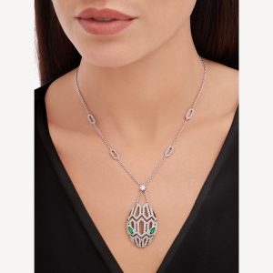 Vòng Cổ Bvlgari Serpenti Seduttori Chế Tác Vàng Trắng Kim Cương Đá Quý Tự Nhiên 43-45cm (1)