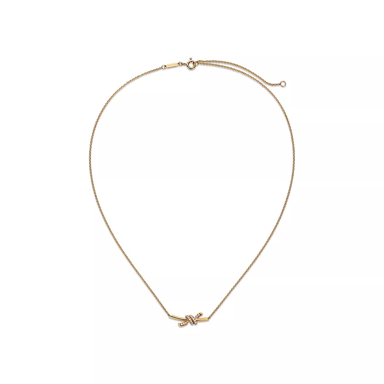Dây Chuyền Tiffany & Co Knot Small Chế Tác Vàng 18K Kim Cương Tự Nhiên 43cm (3) Dây Chuyền Tiffany & Co Knot Small Chế Tác Vàng 18K Kim Cương Tự Nhiên 43cm (1)