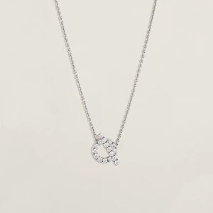 Dây Chuyền Hermes Finesse Chế Tác Vàng Trắng 18K Kim Cương Thiên Nhiên (1)