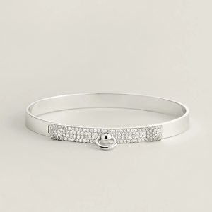 Lắc Tay Hermes Collier de Chien Chế Tác Vàng Trắng 18K Đính Kim Cương Tự Nhiên (2)