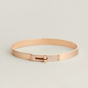 Lắc Tay Hermes Kelly Chế Tác Vàng Hồng 18K Kim Cương Tự Nhiên Nhập Khẩu