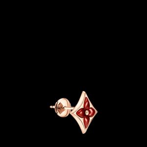 Khuyên Tai Louis Vuitton Color Blossom Star BB Đính Đá Cornelian Vàng Hồng 18K
