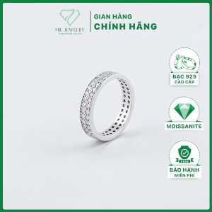 Nhẫn Bạc 925 Đính Full 2 Hàng Kim Cương Moissanite MiE Jewelry NHBM002