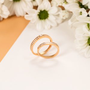 Nhẫn Cưới Thiết Kế Cá Nhân Hoá Vàng Hồng 18K Kim Cương Tự Nhiên MiA Jewelry MNC09