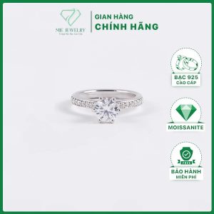 Nhẫn Nữ Bạc 925 Cao Cấp Đính Đá Moissanite Xoàn 7 Ly - Sang Trọng - MiE Jewelry NHBM012 (1)