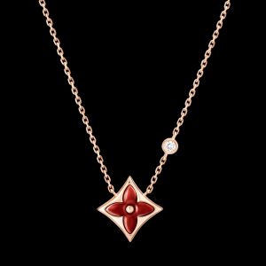 Vòng Cổ Louis Vuitton Color Blossom Star BB Vàng 18K Đá Cornelian Kim Cưogn Vàng 18K 41cm
