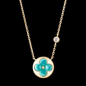 Vòng Cổ Louis Vuitton Color Blossom Sun BB Đá Amazonite Kim Cương Chế Tác Vàng 18K 41cm (3)