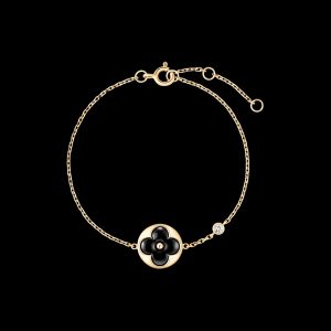 Vòng Tay Louis Vuitton Color Blossom Sun BB Đá Onyx Đen Vàng 18K Kim Cương Tự Nhiên 17,5cm