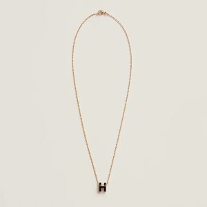 Dây Chuyền Hermes Mini Pop H Màu Đen Chế Tác Vàng Vàng 18K 2 day chuyen hermes mini pop h mau den che tac vang vang 18k 3