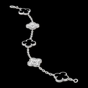 Vong Tay Van Cleef Arpels Alhambra Vang 18K Kim Cuong Tu Nhien Mix Da Den Onyx 19cm 1