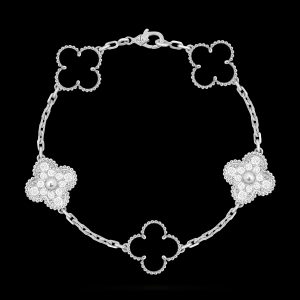 Vòng Tay Van Cleef & Arpels Alhambra Vàng 18K Kim Cương Tự Nhiên Mix Đá Đen Onyx 19cm (3)