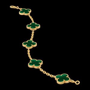 Vòng Tay Van Cleef & Arpels Vintage Abraham Cỏ 4 Lá Đá Khổng Tước Xanh Lá Cây 19cm 2 Vòng Tay Van Cleef & Arpels Vintage Abraham Cỏ 4 Lá Đá Khổng Tước Xanh Lá Cây 19cm