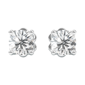 Hoa Tai Nụ Kim Cương Tự Nhiên Vàng Trắng 18K - ME25006