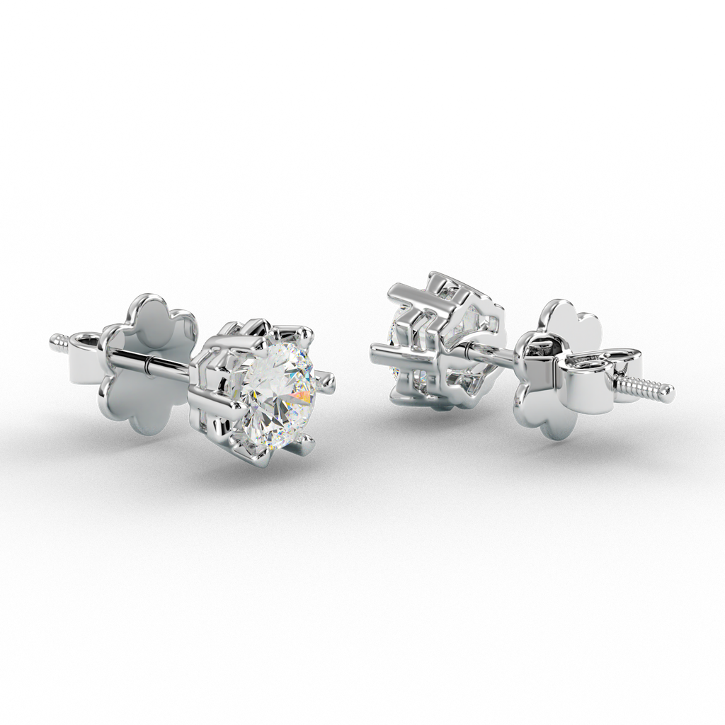 Vỏ Bông Tai Vàng Trắng 18K Kim Cương Thiên Nhiên (2) Vỏ Bông Tai Vàng Trắng 18K Kim Cương Thiên Nhiên