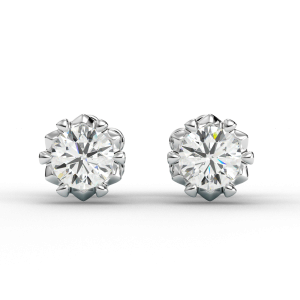 Vỏ Bông Tai Vàng Trắng 18K Kim Cương Thiên Nhiên